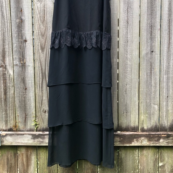 Piano Piano Dolce Carlotta Tiered Maxi Dress Size 12 Black Deadstock Sleeveless - Picture 3 of 15